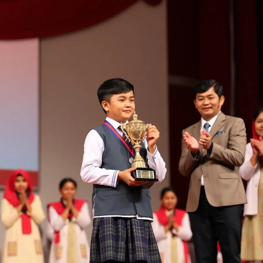 Student receiving an academic excellence award