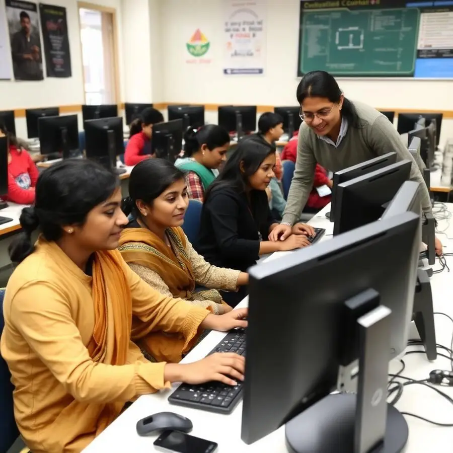 Students learning in the computer laboratory